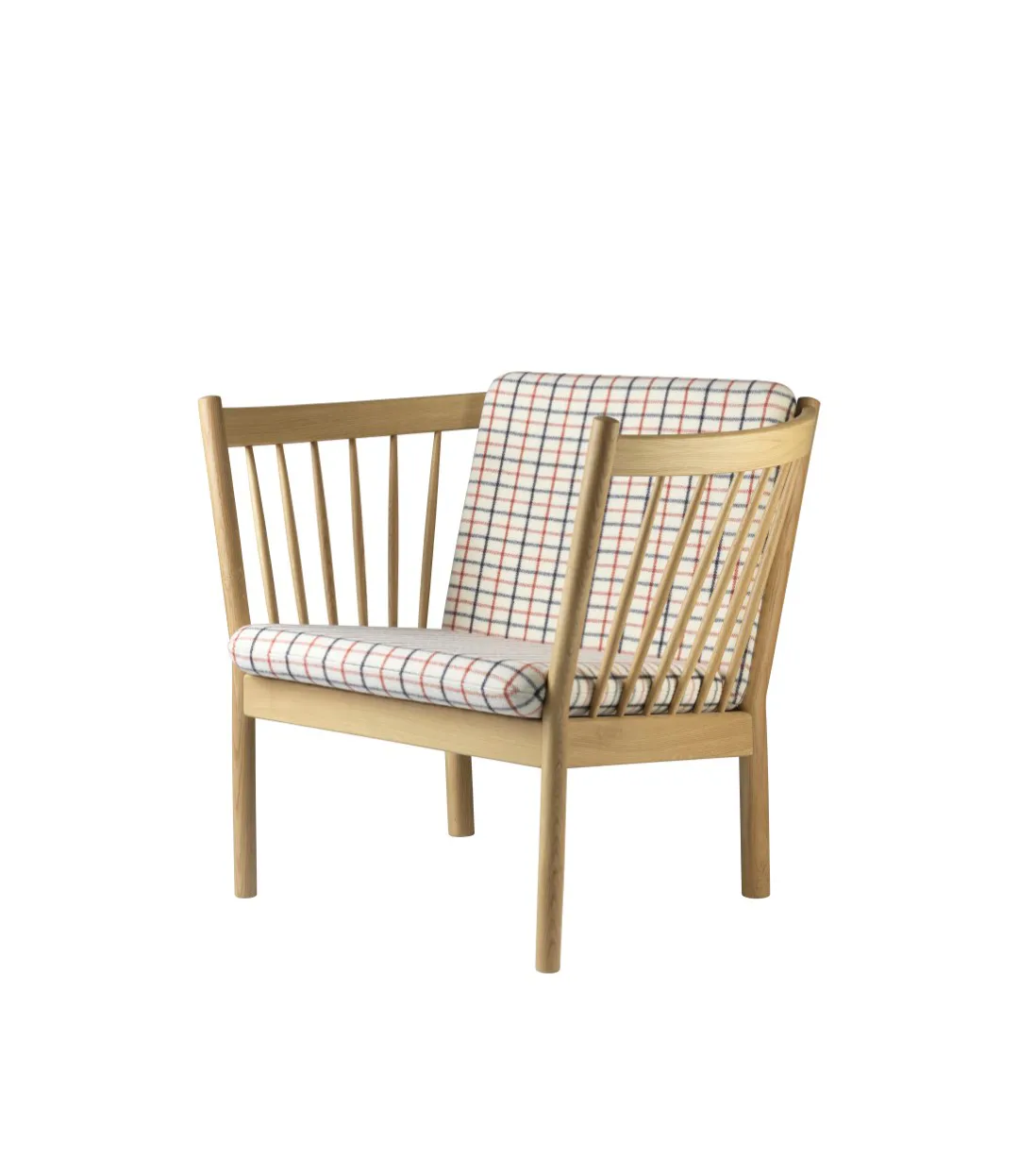 J146 fåtölj, Oak nature lacquered-red diced FDB Møbler