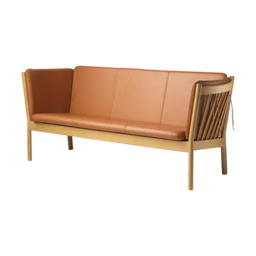 J149 soffa - Läder cognac-lackerad ek, 3-sits - FDB Møbler