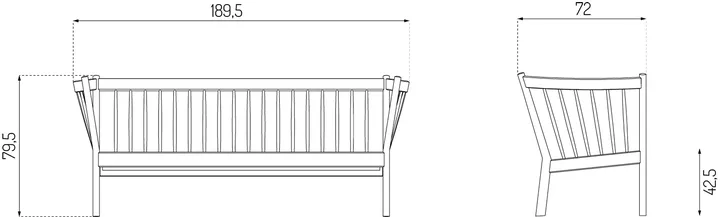 J149 soffa - Tyg grön-lackerad ek, 3-sits - FDB Møbler