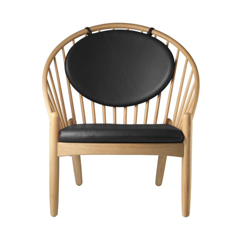 FDB Mbler J166 Jrna stol Oak nature lacquered-black leather