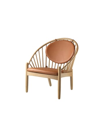 J166 Jørna stol - Oak nature lacquered-cognac leather - FDB Møbler