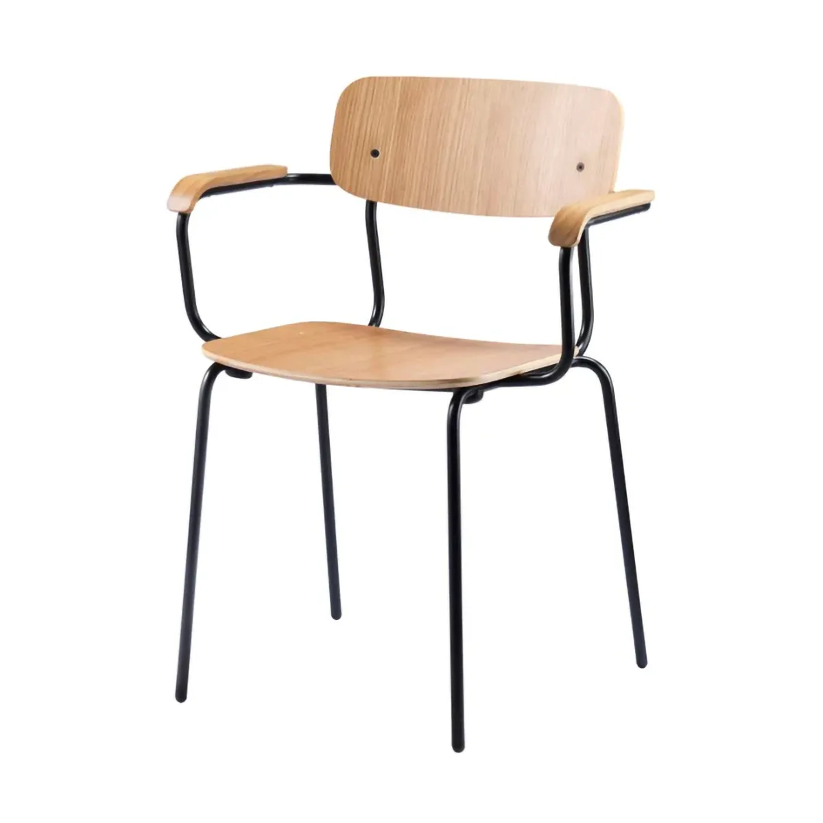 J183 Holmen karmstol, Oak veneer-black legs FDB Møbler