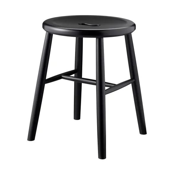 J27 rund pall - Beech black painted, Ø35x45,5 cm - FDB Møbler