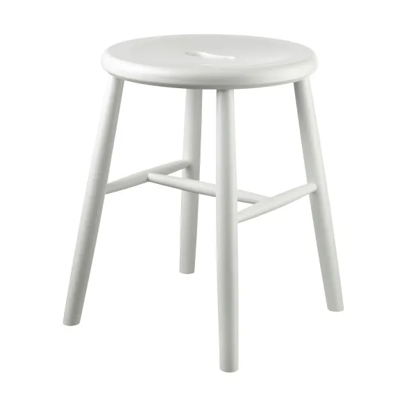 J27 rund pall - Beech white painted, Ø35x45,5 cm - FDB Møbler