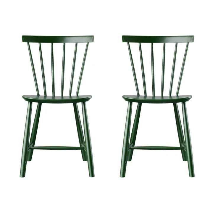 J46 stol, Beech bottle green painted, 2-pack - FDB Møbler