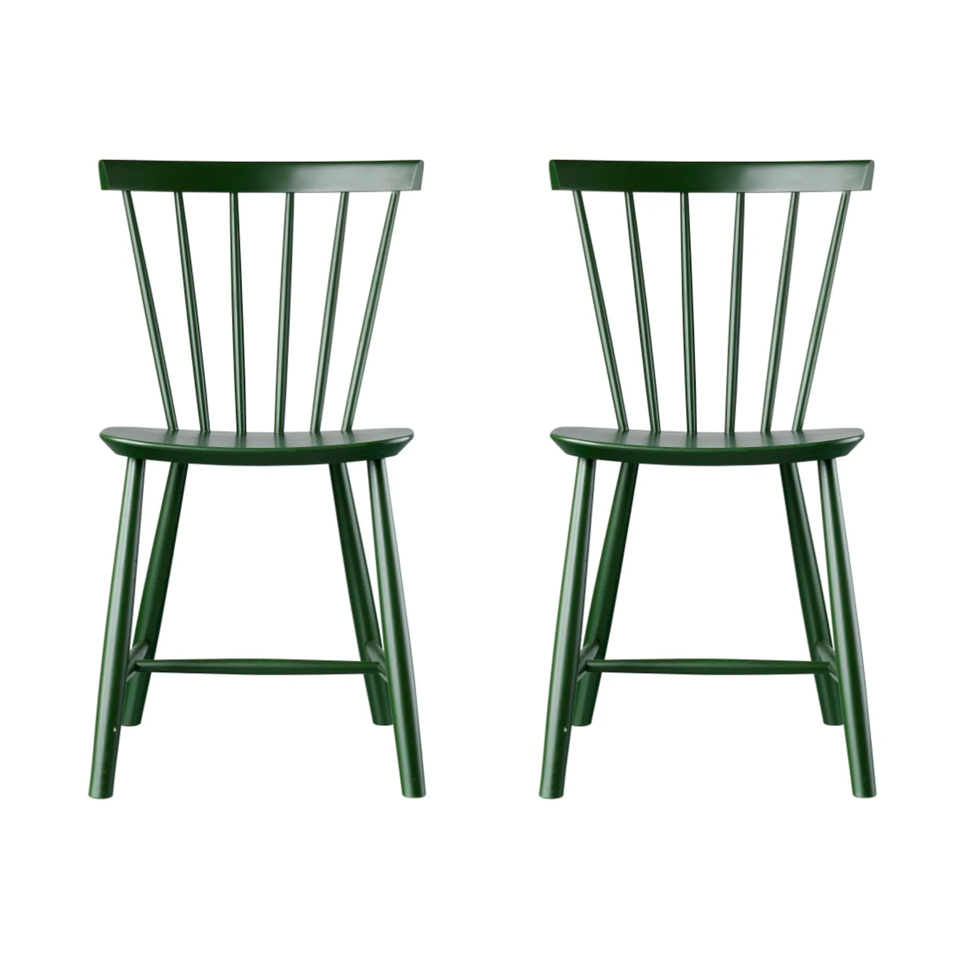 J46 stol, Beech bottle green painted, 2-pack FDB Møbler