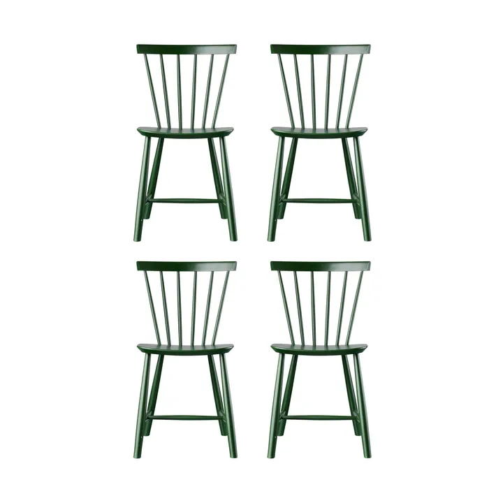 J46 stol, Beech bottle green painted, 4-pack - FDB Møbler