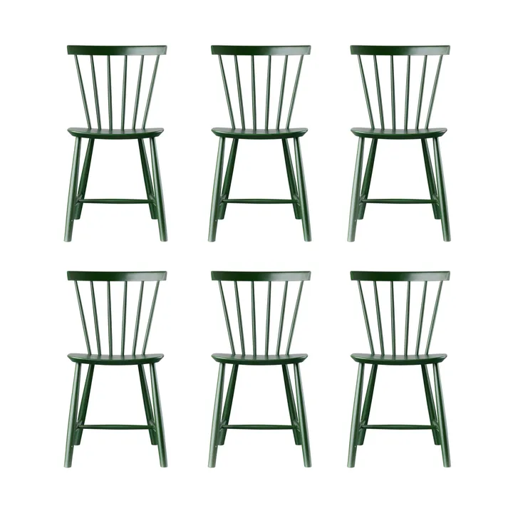 J46 stol, Beech bottle green painted, 6-pack - FDB Møbler