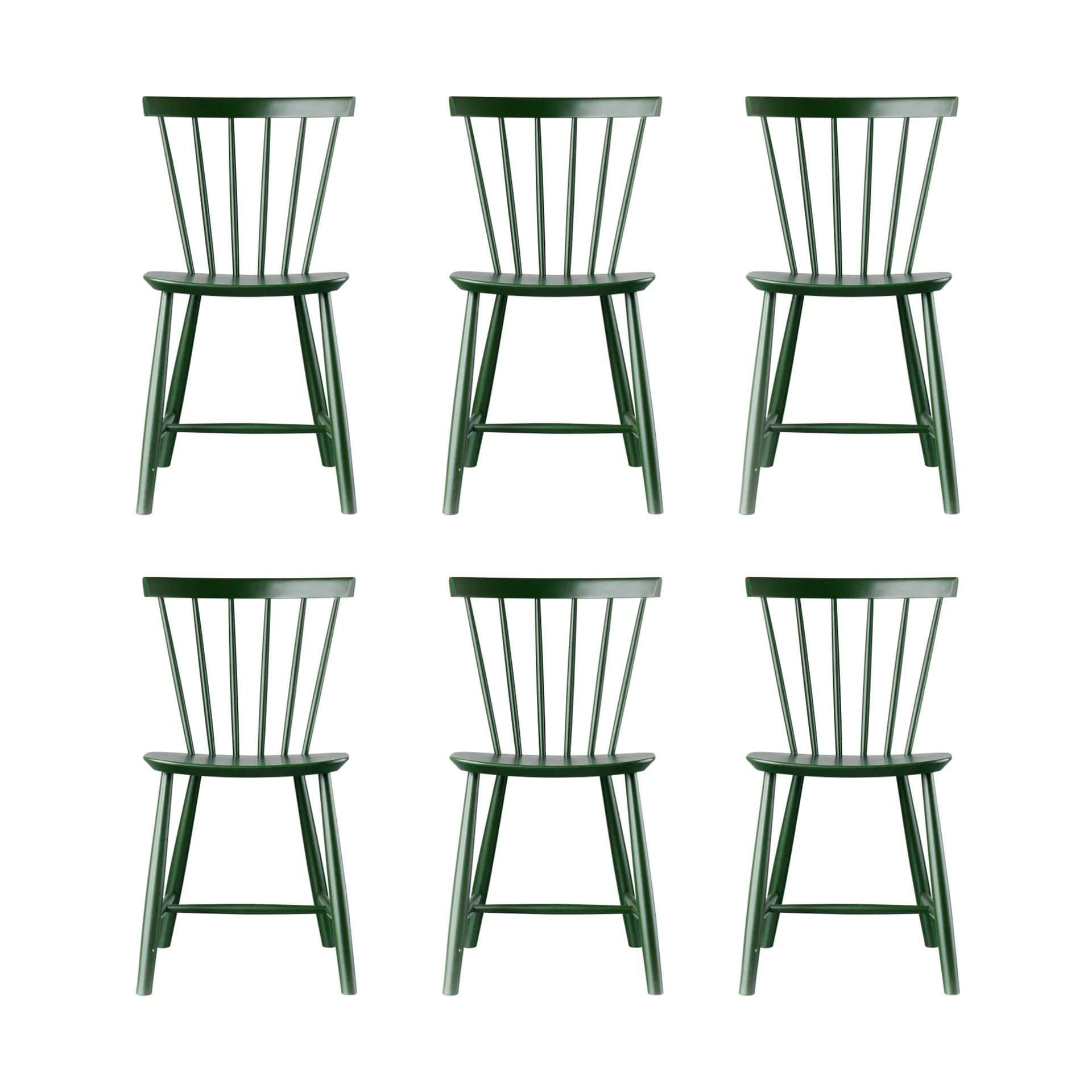J46 stol, Beech bottle green painted, 6-pack FDB Møbler