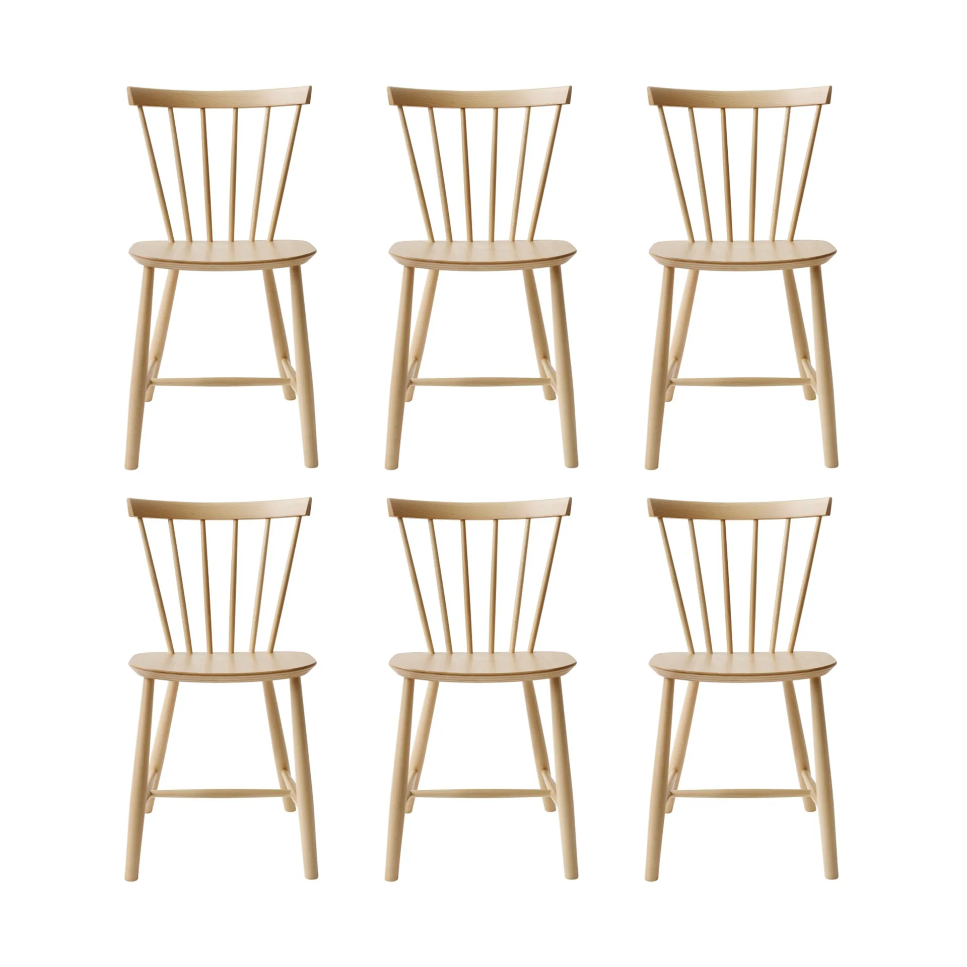 J46 stol, Beech nature lacquered, 6-pack,  FDB Møbler