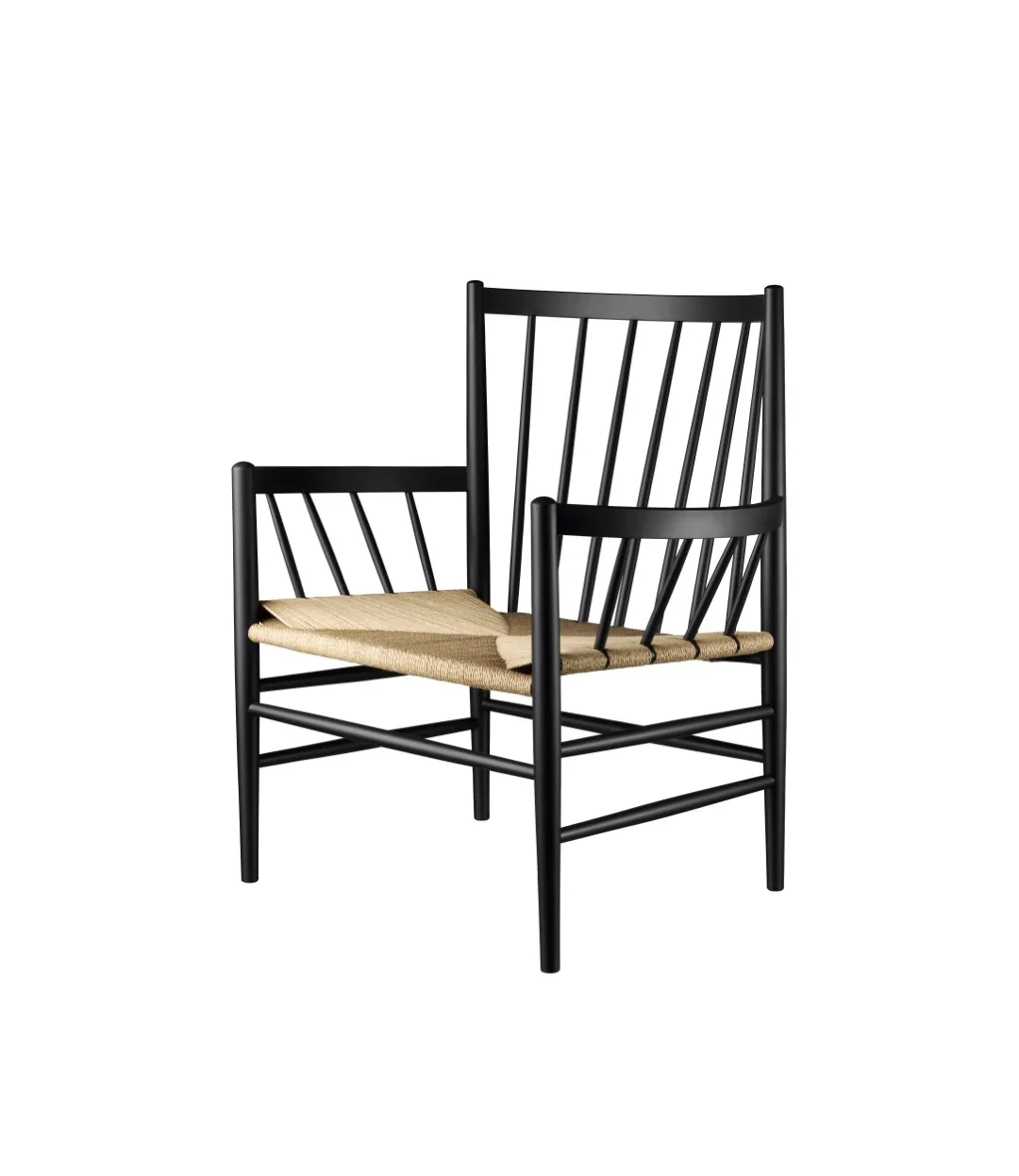 J82 fåtölj, Beech black painted-nature FDB Møbler