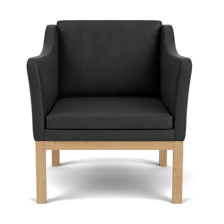 L46 MK155 easy chair karmstol - Lackerad ek-läder svart - FDB Møbler