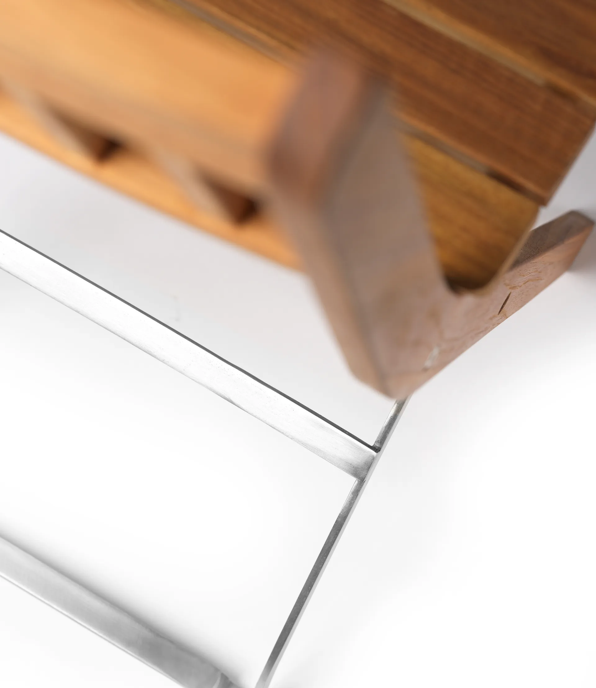 M23 Lilleø balkongstol, Teak-rostfritt stål FDB Møbler