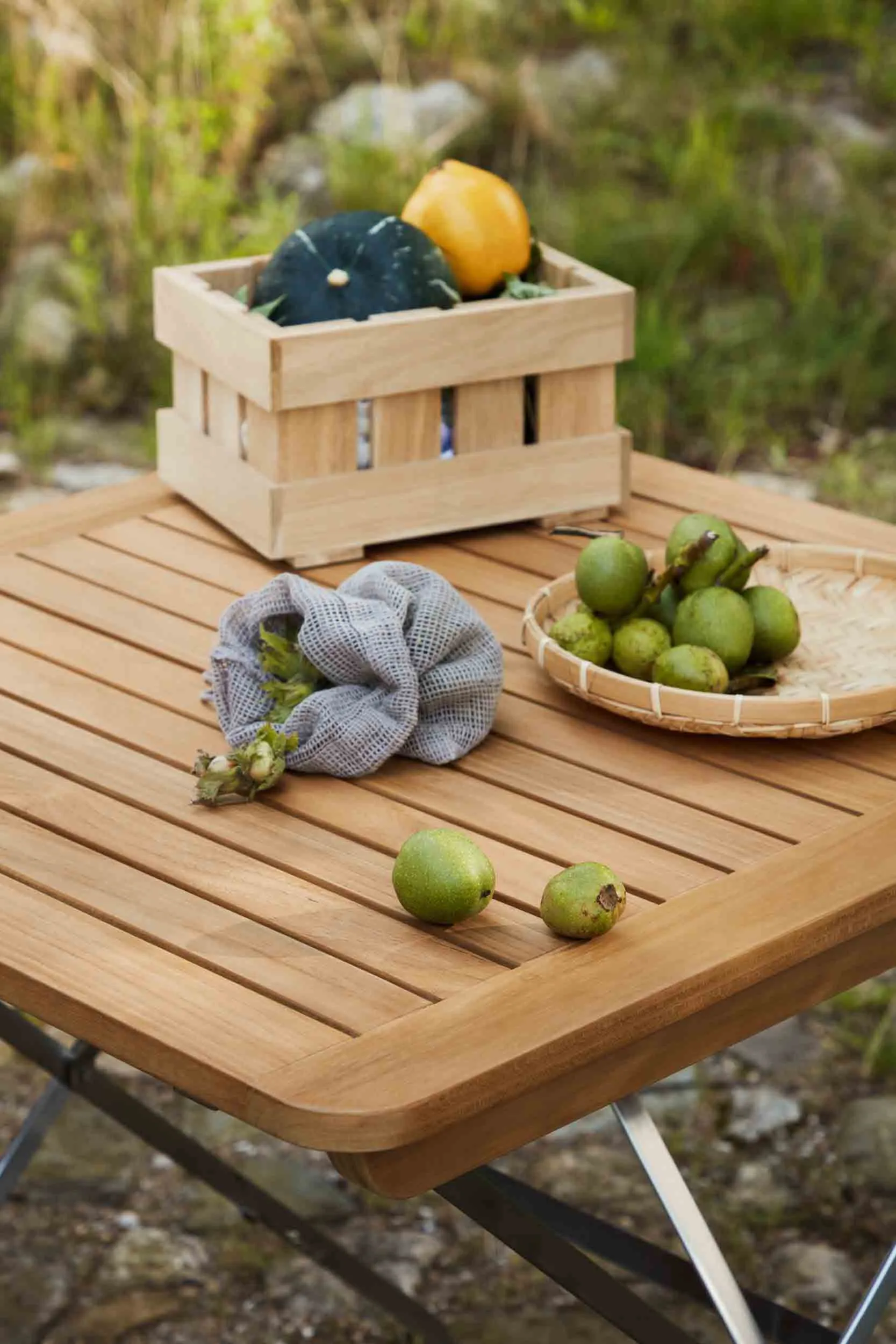 M26 Lilleø balkongbord, Teak-rostfritt stål FDB Møbler