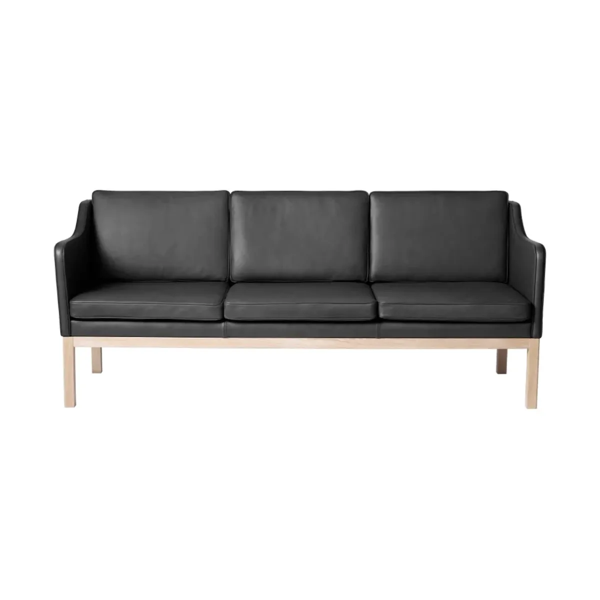 MK46 Mogens Koch 3-sits soffa, Lacquered oak-black leather FDB Møbler