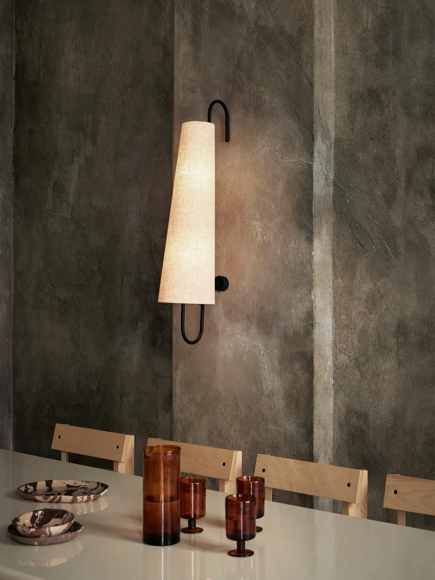 Ancora vägglampa, Black-Natural Ferm Living