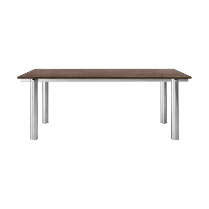 Atura matbord - Brushed stainless steel-dark stained oak, 90x200 cm - Ferm Living