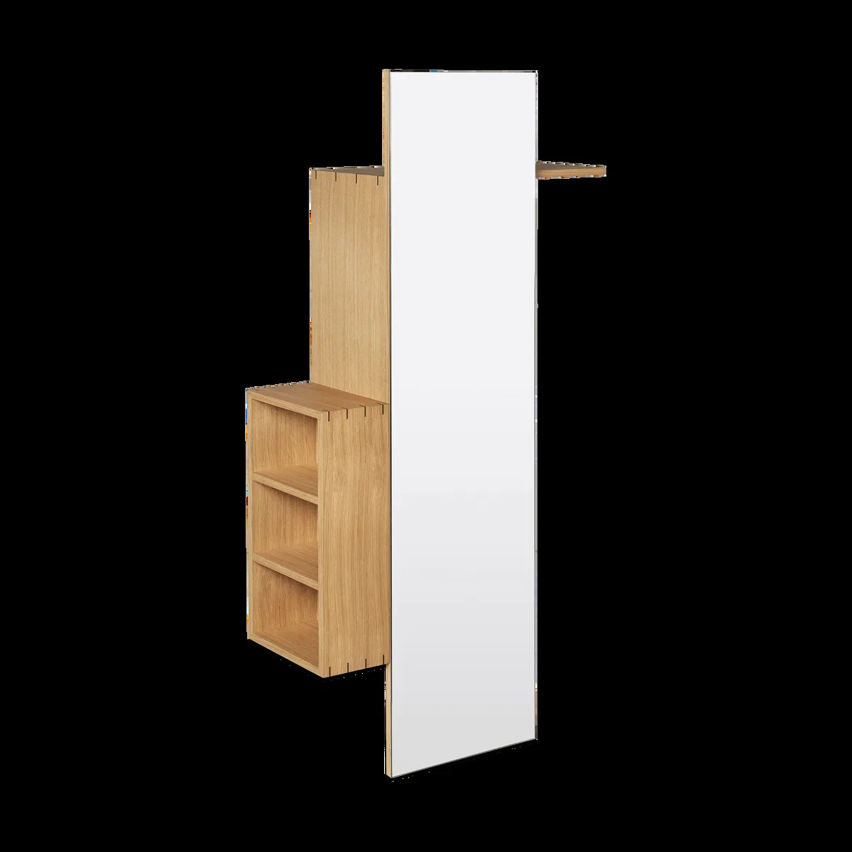 ferm LIVING Bon hallway cabinet klädhängare med spegel Oiled Oak