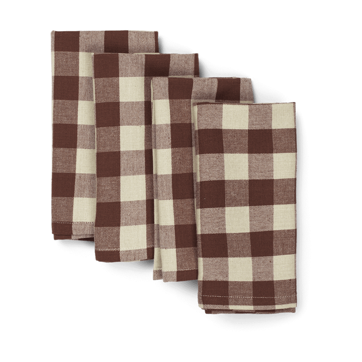 Bothy Check bomullsservett 40x40 cm 4-pack, Cinnamon-grey green Ferm Living