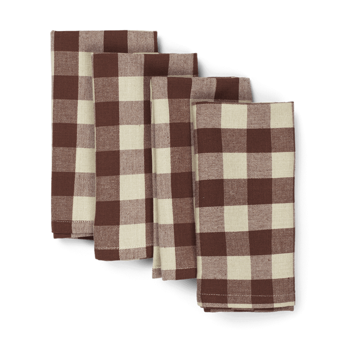 Bothy Check bomullsservett 40x40 cm 4-pack - Cinnamon-grey green - ferm LIVING