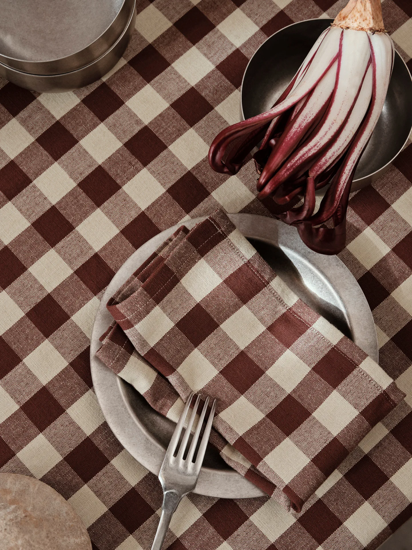 Bothy check bordsduk 150x240 cm, Cinnamon-grey green Ferm Living