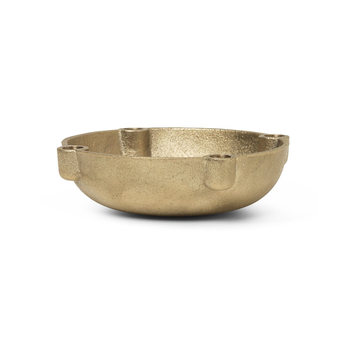 Ferm Living Bowl adventsljusstake mässing Brass | Skandinavisk Design | Adventsljusstakar för levande ljus | Guldfärgad