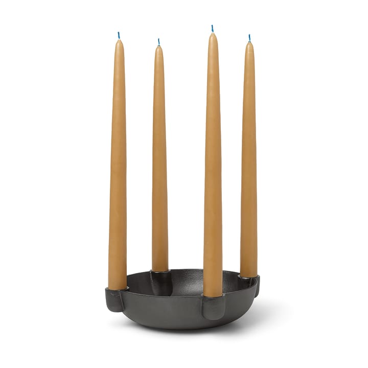 Bowl adventsljusstake medium Ø20 cm, Blackened aluminium Ferm Living
