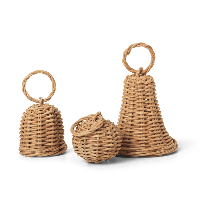 Braided Bell Baubles julhänge 3-pack, Natural Ferm Living