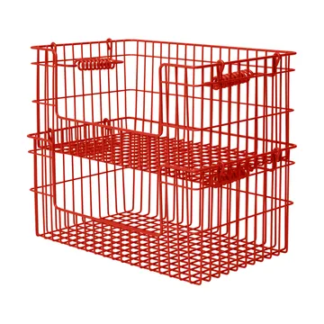 Cala stapelbar korg 2-pack - Poppy red, 28,7x18x13 cm - Ferm Living