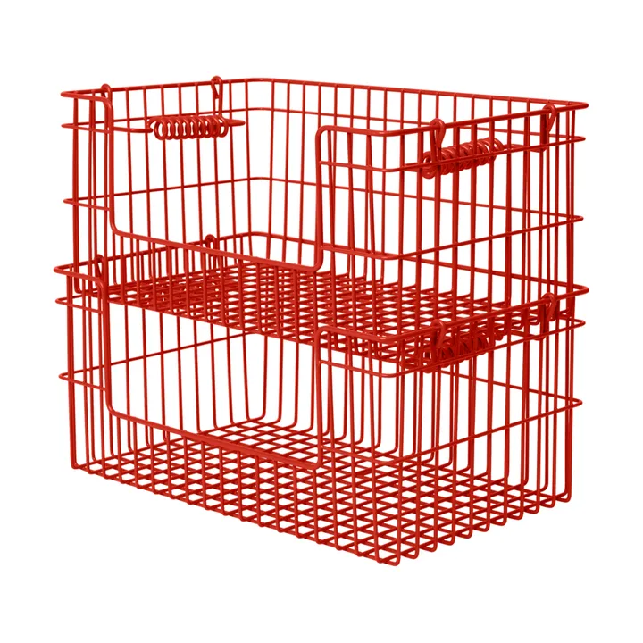 Cala stapelbar korg 2-pack - Poppy red, 28,7x18x13 cm - Ferm Living