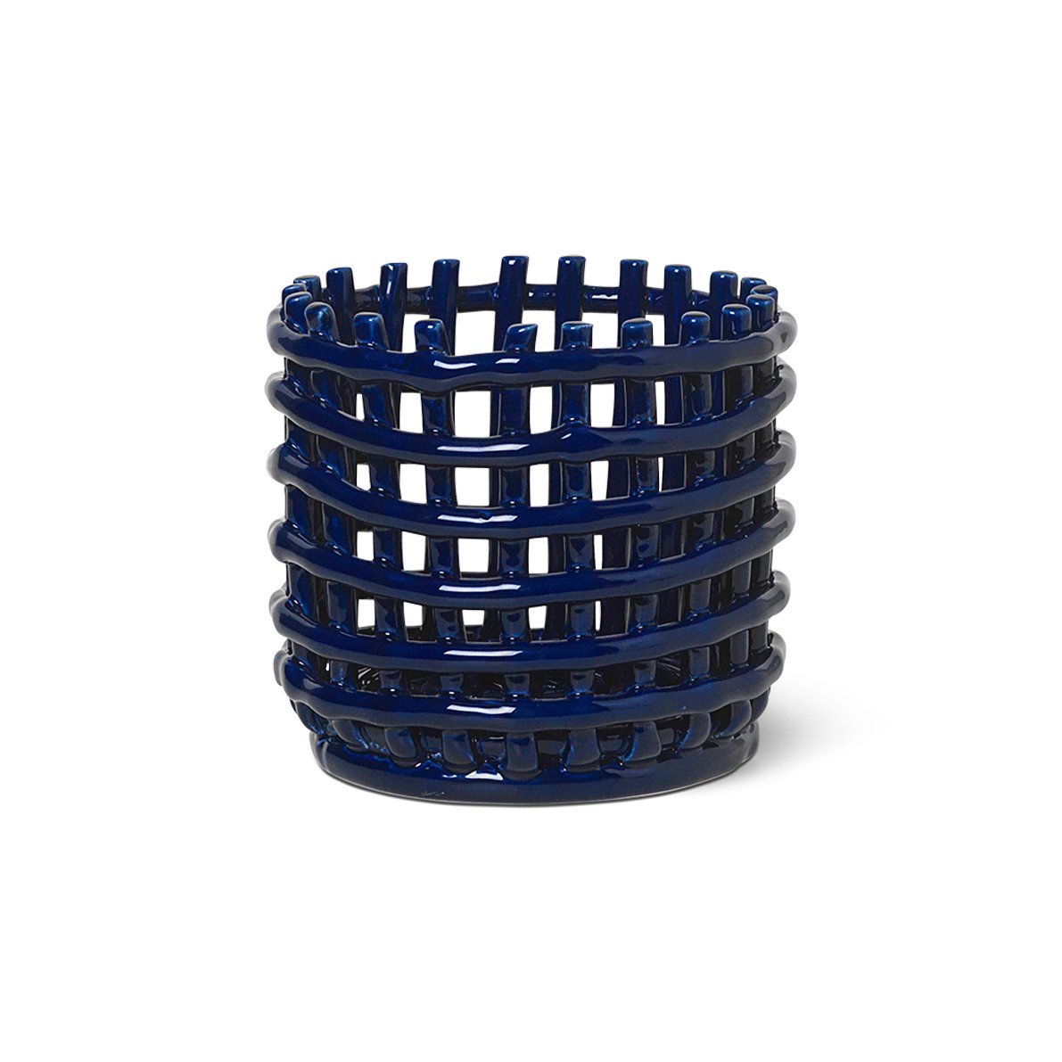 Ferm Living Ceramic flätad korg 16 cm Blå | Skandinavisk Design | Förvaringskorgar | Blå