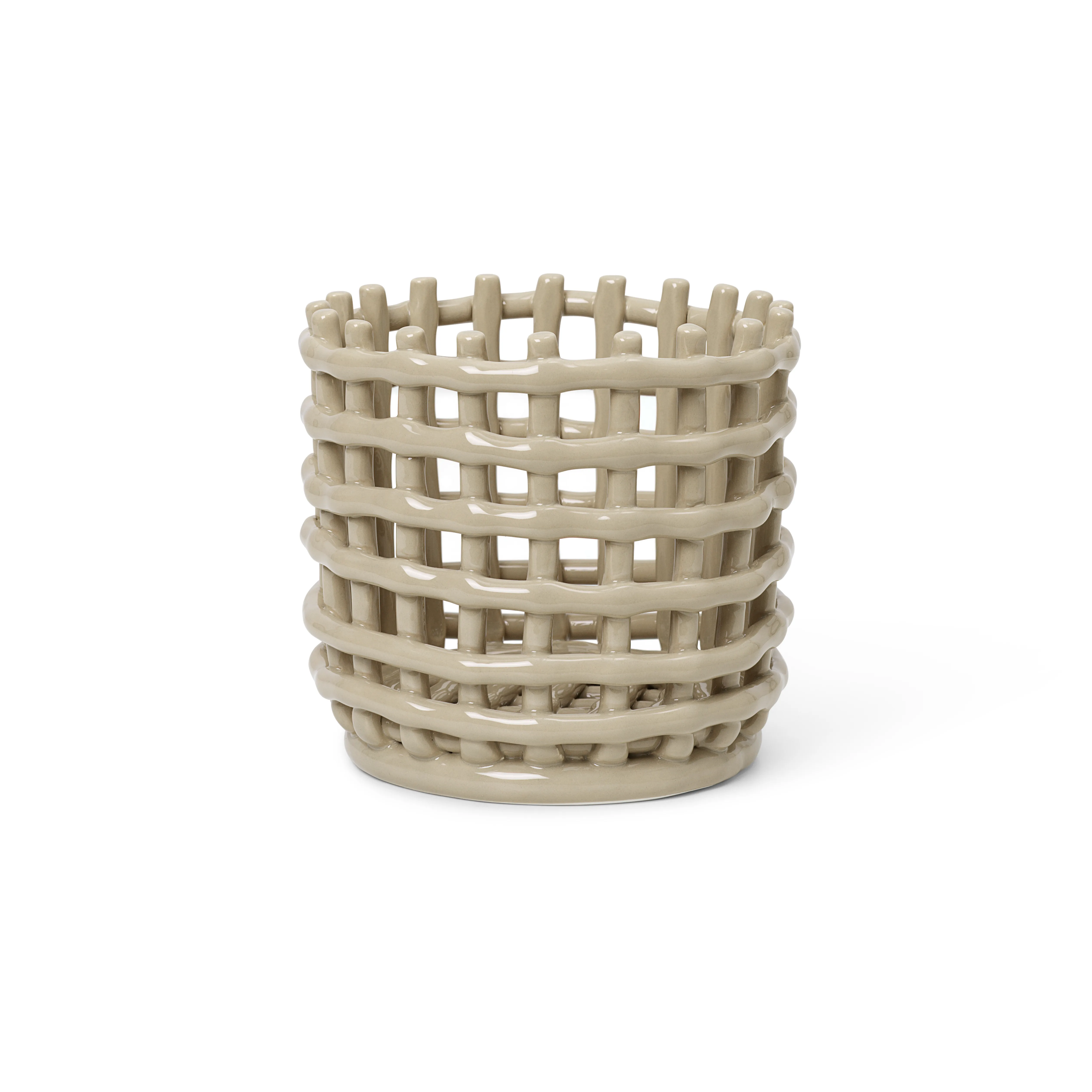 Ceramic flätad korg Ø16 cm, Cashmere