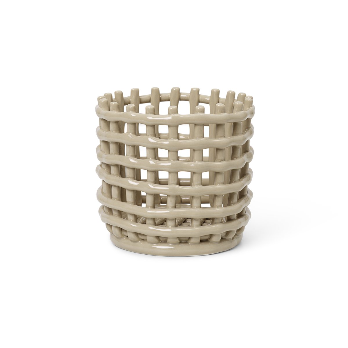 Ferm Living Ceramic flätad korg 16 cm Cashmere | Skandinavisk Design | Förvaringskorgar | Beige