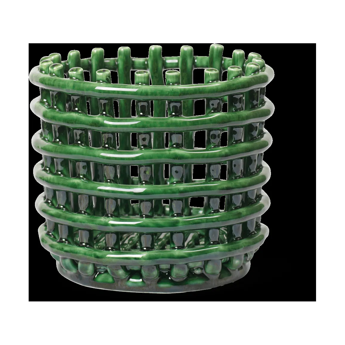 ferm LIVING Ceramic flätad korg Ø16 cm Emerald Green