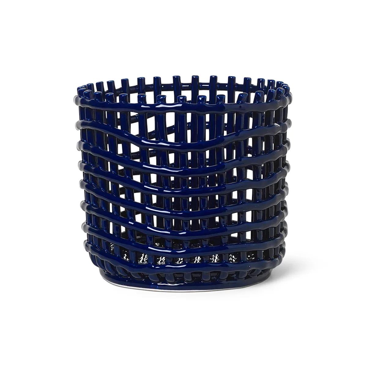 ferm LIVING Ceramic flätad korg Ø23,5 cm Blå