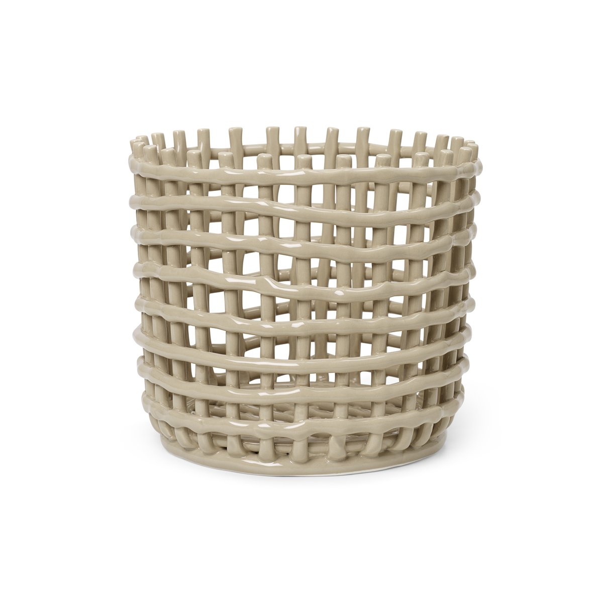 Ferm Living Ceramic flätad korg 23,5 cm Cashmere | Skandinavisk Design | Förvaringskorgar | Beige