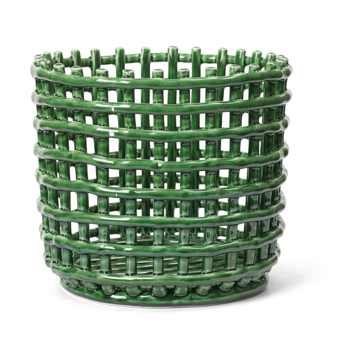 Ceramic flätad korg Ø23,5 cm - Emerald Green - Ferm Living
