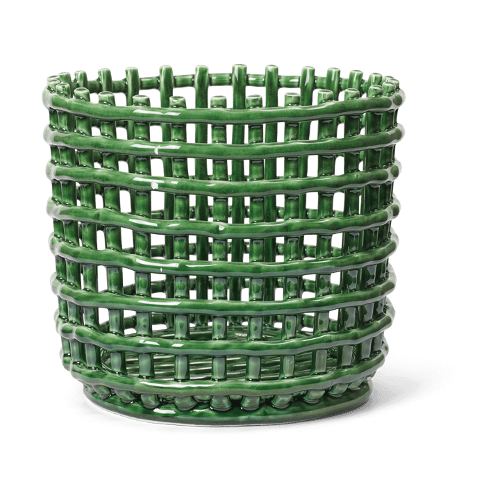 Ceramic flätad korg Ø23,5 cm - Emerald Green - Ferm LIVING