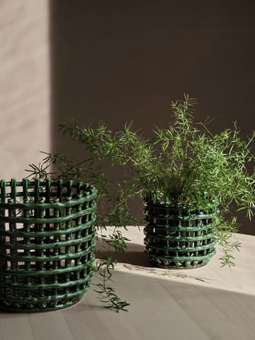 Ceramic flätad korg Ø23,5 cm - Emerald Green - ferm LIVING