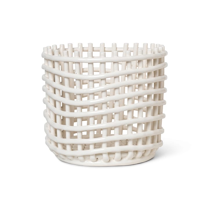 Ceramic flätad korg Ø23,5 cm - Off white - ferm LIVING