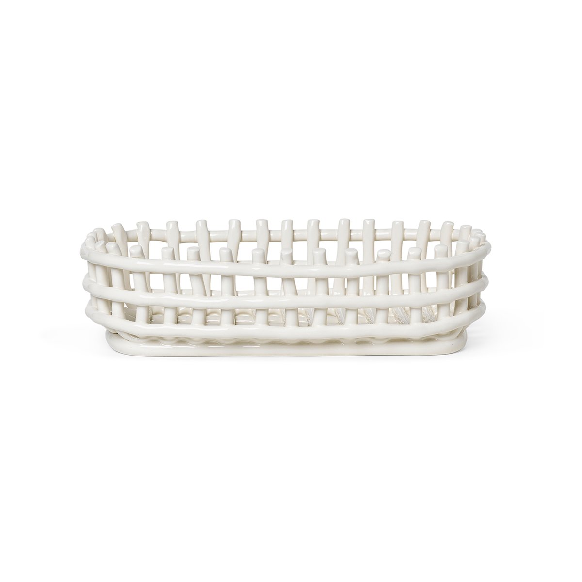 Ferm Living Ceramic flätad korg oval 15x30 cm Off white