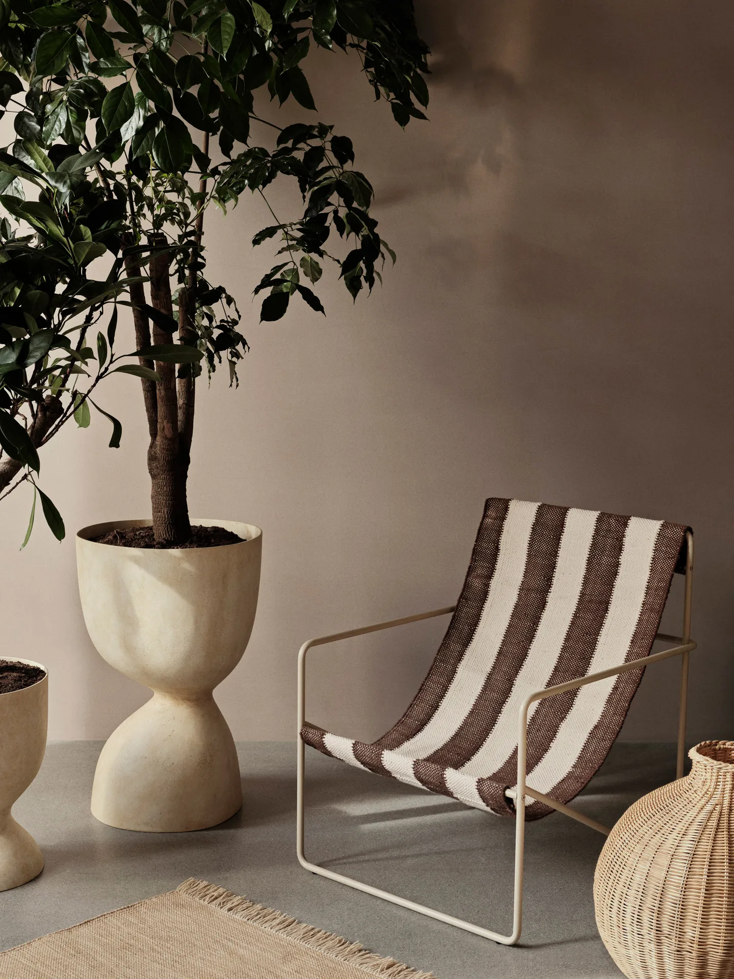 Desert lounge chair, Cashmere, off-white, chocolate Ferm Living