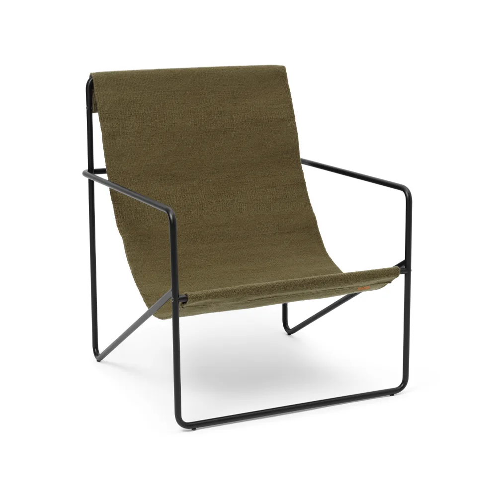 Desert lounge chair, olive, svart stativ Ferm Living