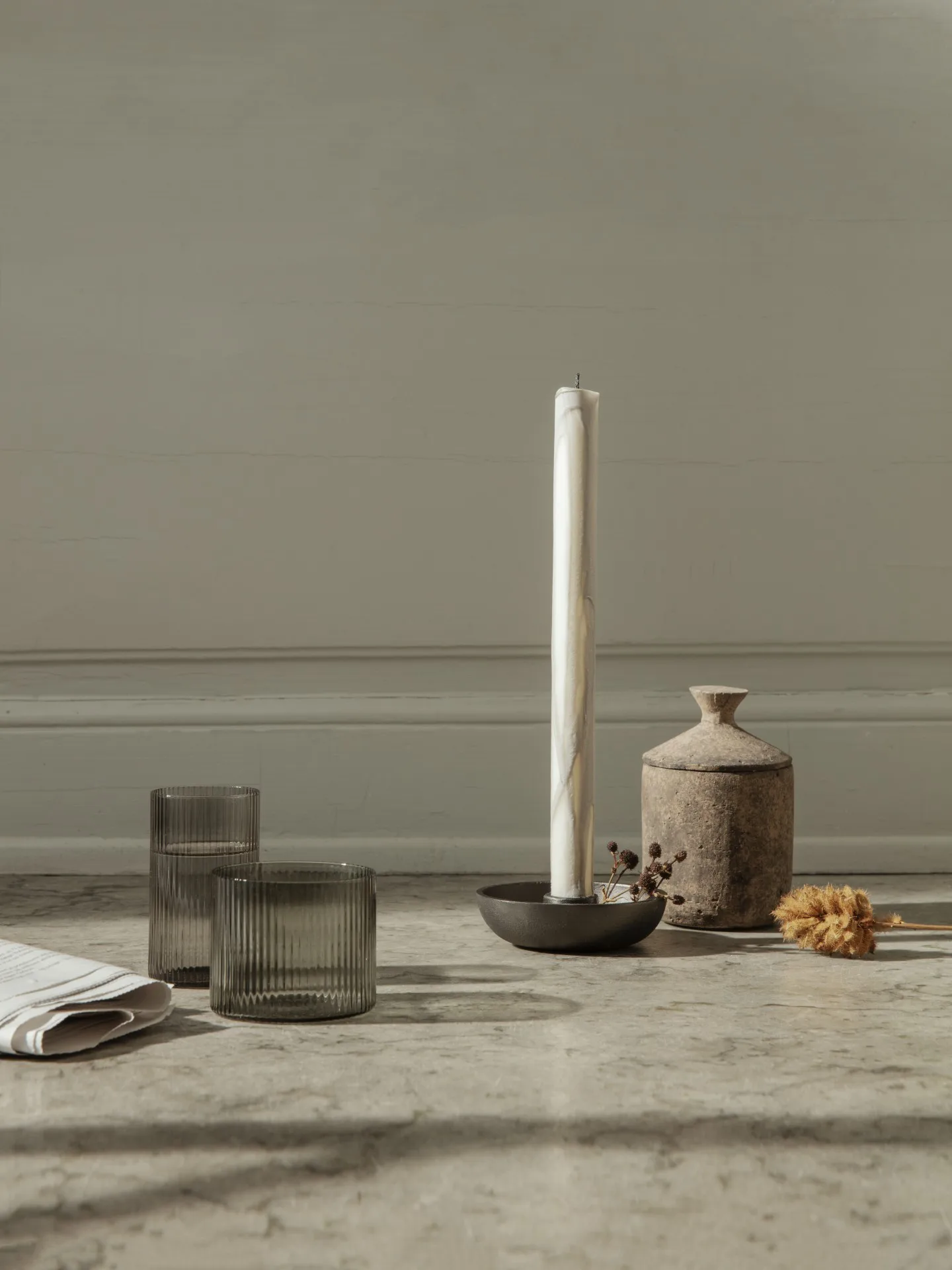 Dryp stearinljus 2-pack, Warm Grey Ferm Living