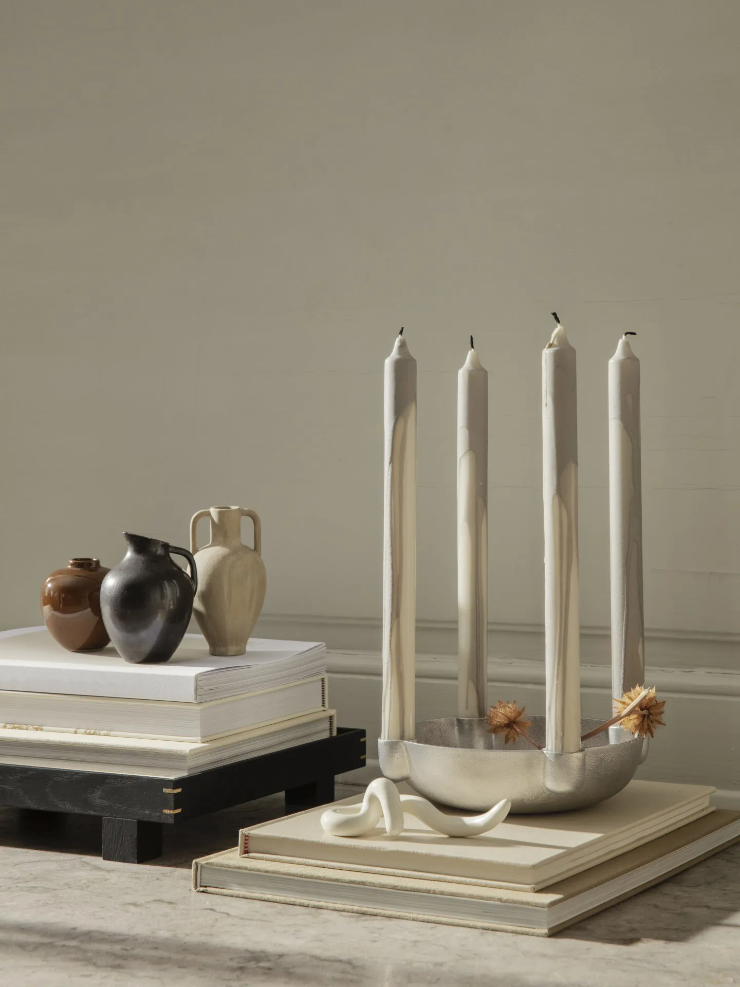 Dryp stearinljus 2-pack, Warm Grey Ferm Living