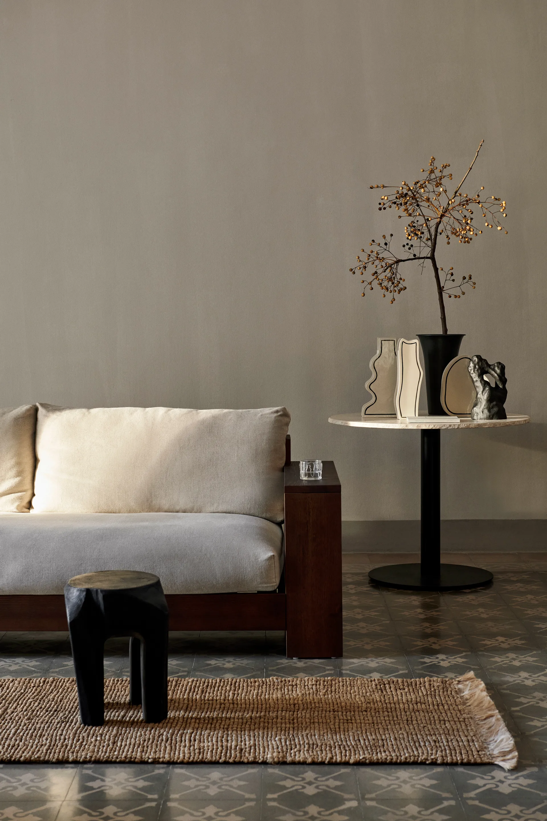 Edre soffa classic linen, Dark Stained-Natural Ferm Living