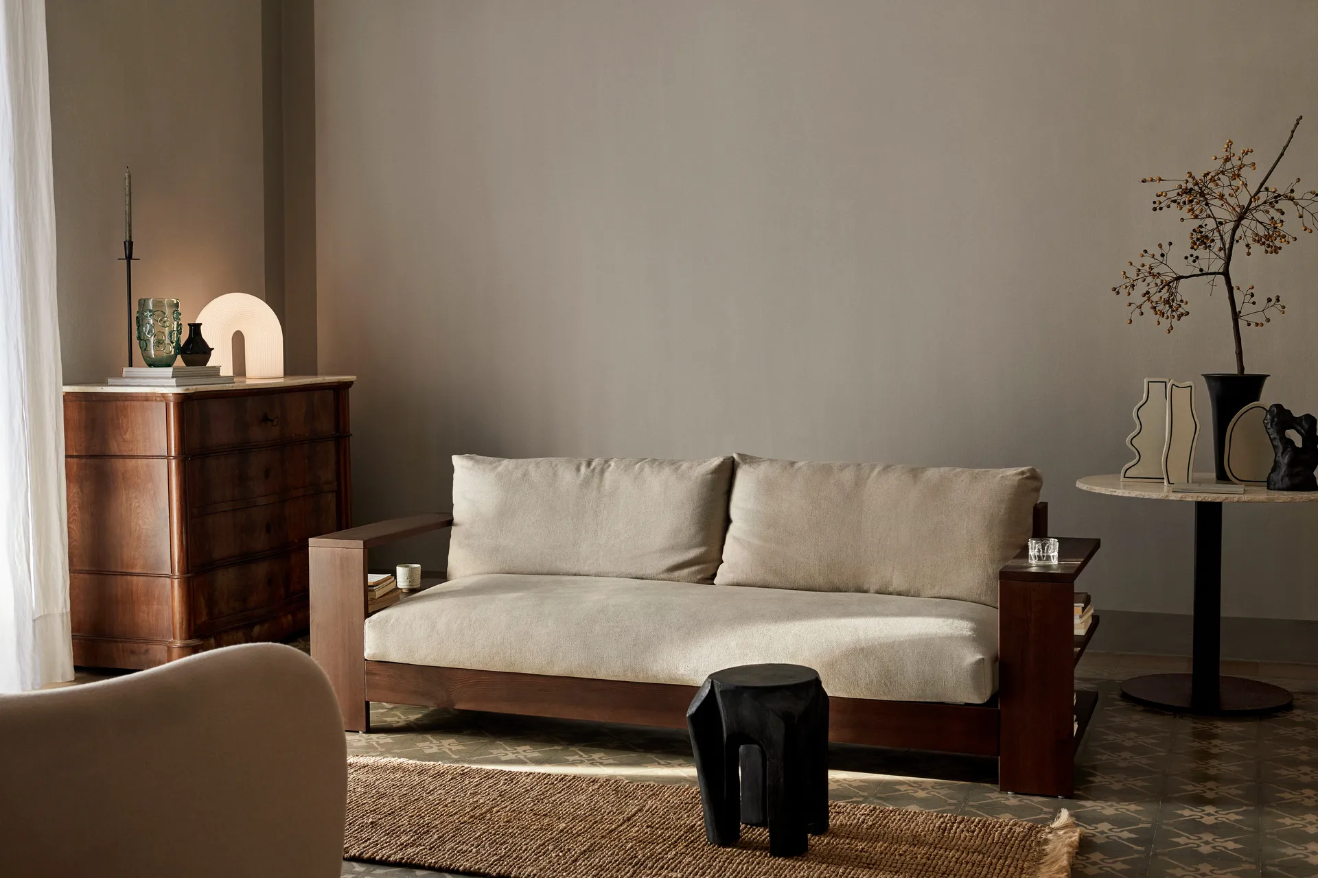 Edre soffa classic linen, Dark Stained-Natural Ferm Living