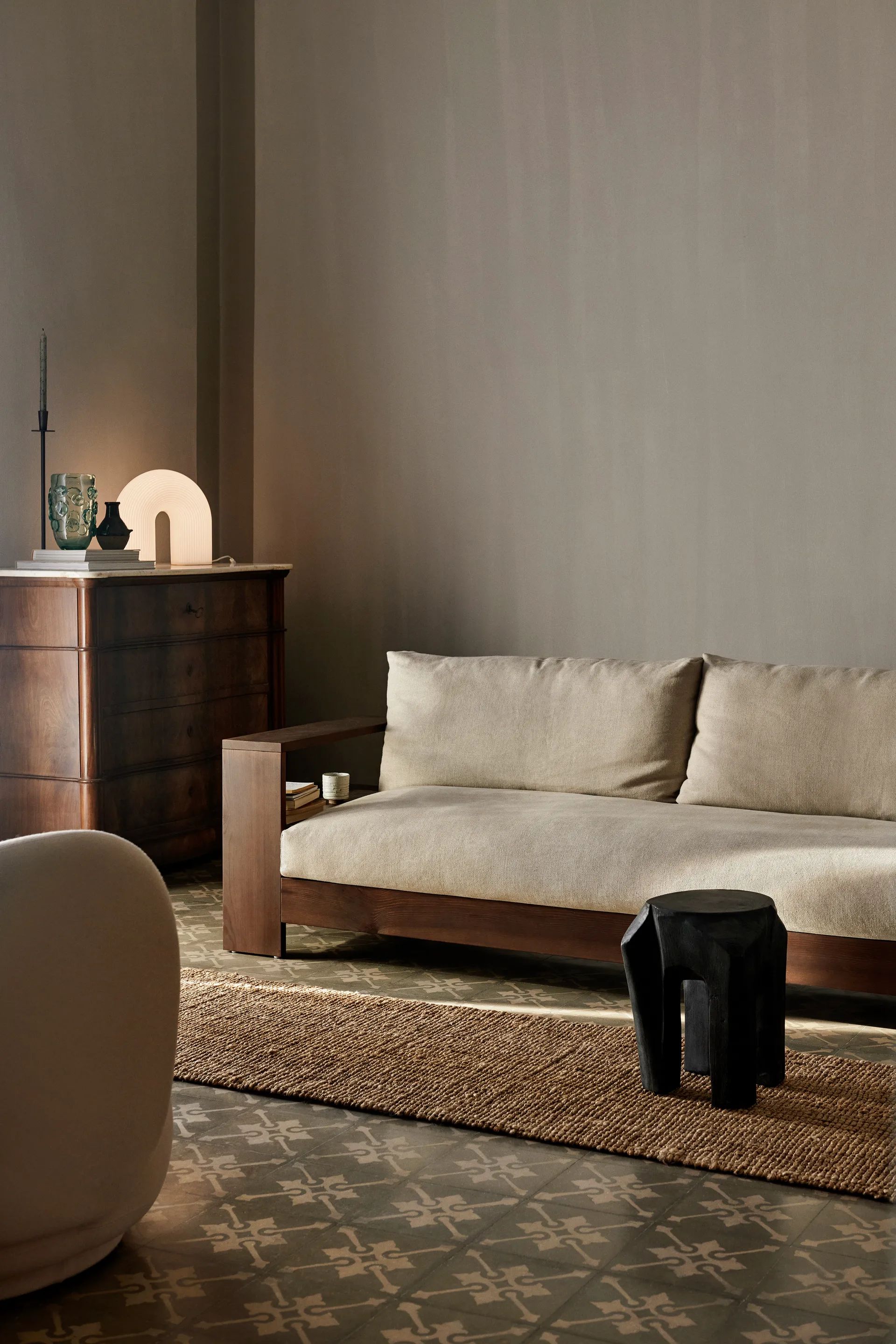 Edre soffa classic linen, Dark Stained-Natural Ferm Living