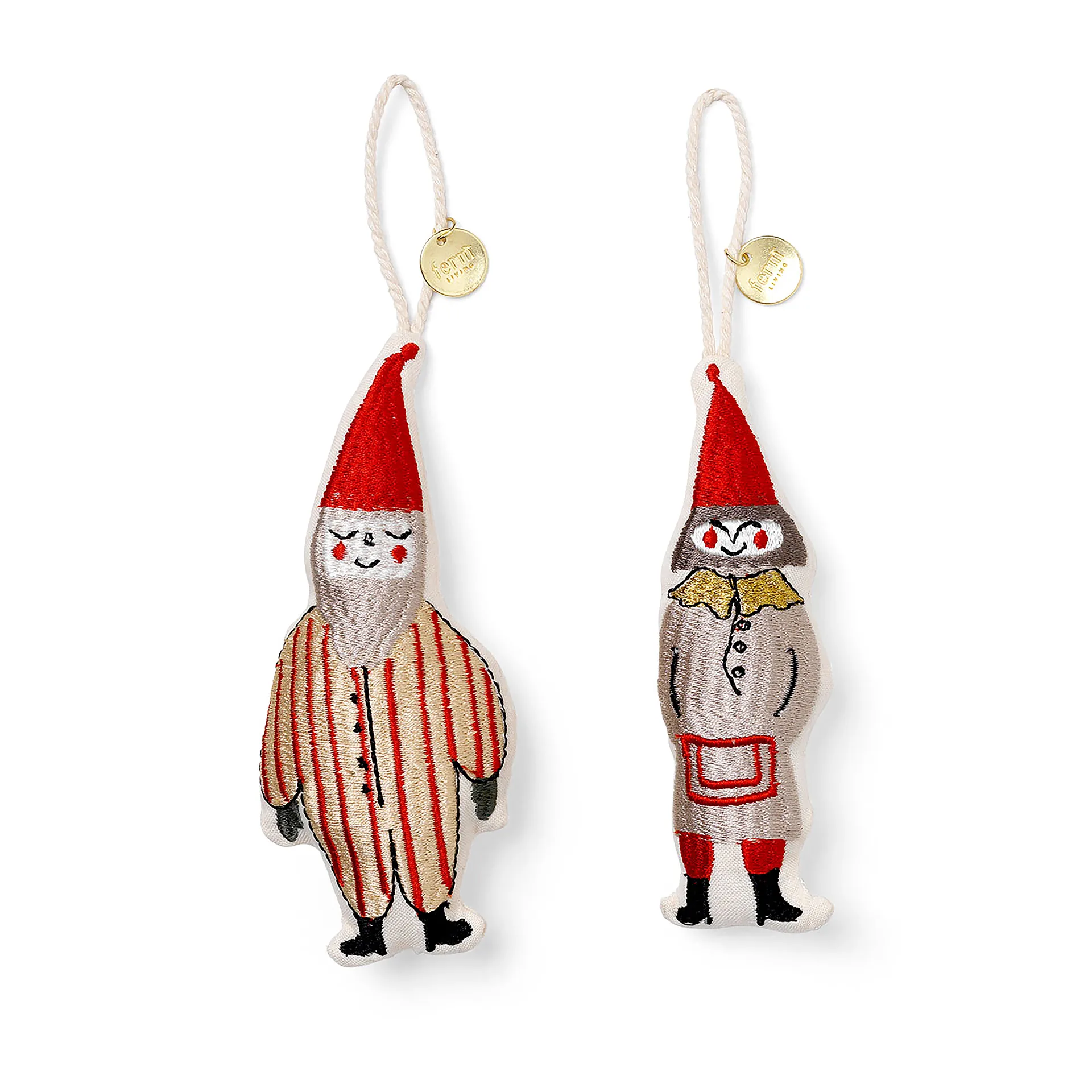 Elf pair julhänge 13,5 cm 2-pack, Striped Ferm Living