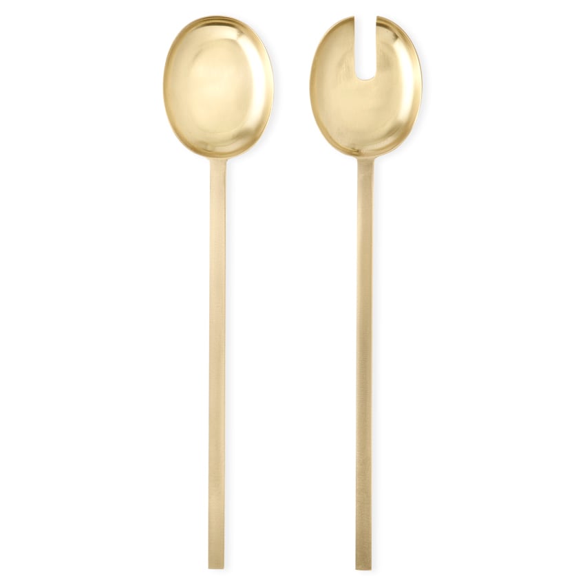 Ferm Living Fein salladsbestick 2 delar Mässing | Skandinavisk Design | Salladsbestick | Guldfärgad